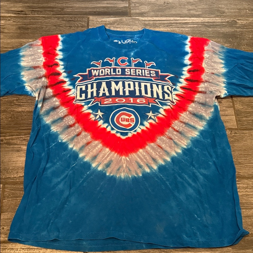 Liquid Blue Tie-Dye 'World Series Champions 2016' Tee - Blue/Red/White